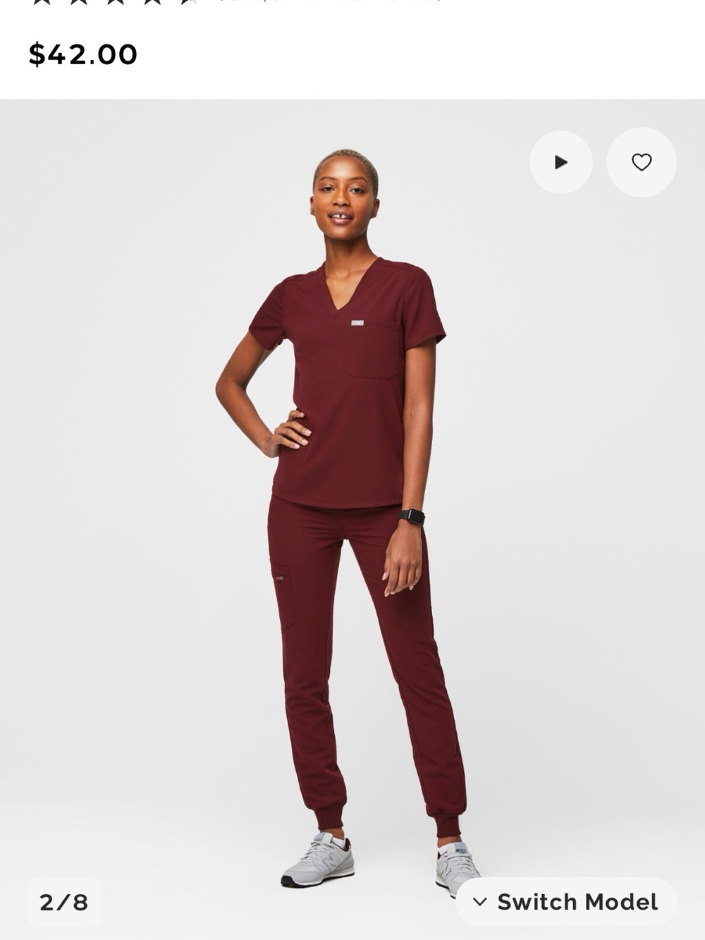 FIGS Burgundy CATRINA TOP & Zamora Joggers -SET